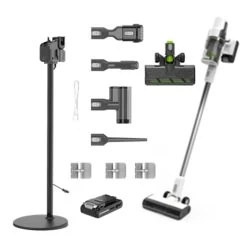 GreenWorks GD24SVK4D Deluxe White 24V Cordless Stick Vacuum (with 4Ah Battery & Super Stand Charger)