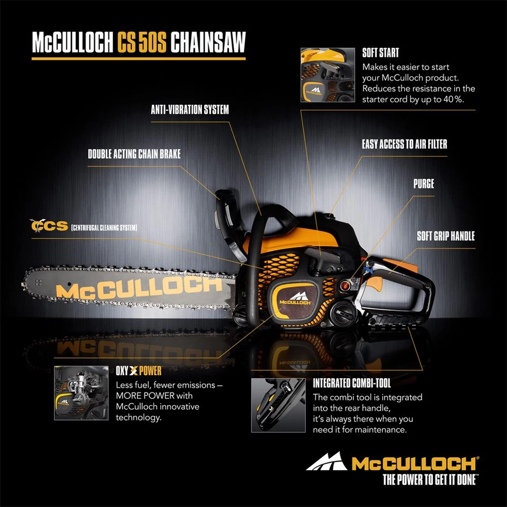 McCulloch CS 50S Petrol Chainsaw 50cc/46cm - Image 7
